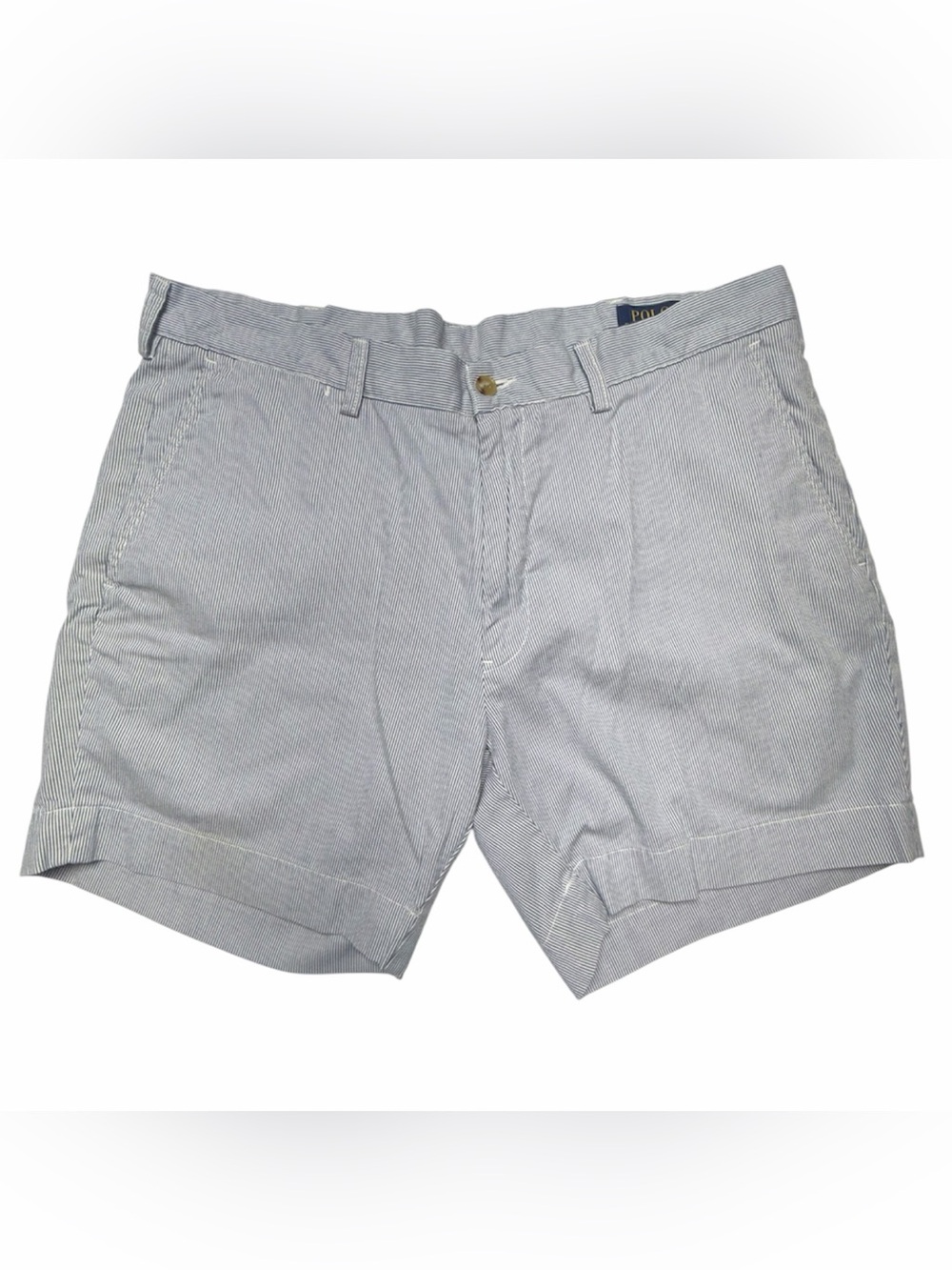 Polo Ralph Lauren Shorts Mens Size 36 Blue White Striped Seersucker Classic Fit